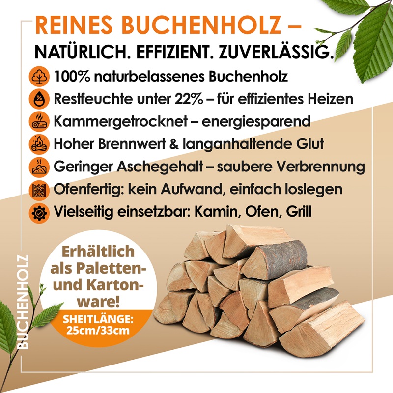 Brennholz Buche 25 cm, 1,6 SRM/1RM – Bild 3